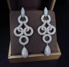 Серьги с цирконами арт.ФУ-7693 серебро