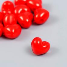 Бусины акрил "Сердце" 15*15*12мм отв-е 2мм арт.3536487 красный (12шт)