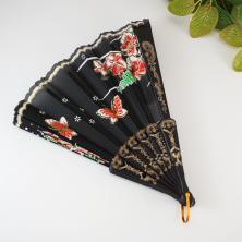 Веер пластик 24см "Цветы" арт.ФУ-11940 черный