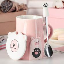 Кружка с крышкой и ложкой 