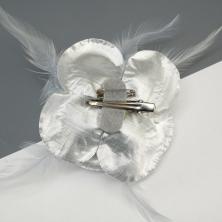 Украшение цветок на булавке и зажиме 9см арт.4616 серебро