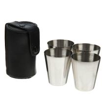 Набор стопок металл 30мл в чехле 4*3,5см кож.зам арт.257724 (4шт)