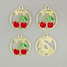 Подвеска "Вишенки" 22*25мм арт.1900-100480 золото/микс