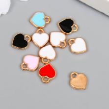 Подвеска "Сердце" эмаль 8*5мм арт.7475229 золото/микс