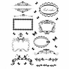 Трансфер декоративный "Рамочки для надписей" 17*25см арт.R-078 чёрный