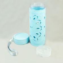 Бутылка пластик "Кружево" 450мл 6,5*17,5см арт.4700088 голубой