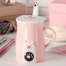 Кружка с крышкой и ложкой 