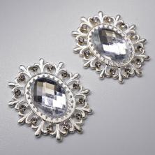 Серединка ювелирная металл 24*28мм арт.ИВ-548 серебро/Crystal