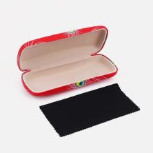 Футляр для очков иск.кожа с салфеткой 15,5*3*6см арт.9706172 красный/микс
