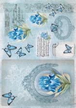 Декупажная карта 30*42см "Ирисы и бабочки" рисовая арт.АМ401156