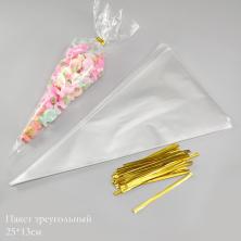 Пакет треугольный с завязками 25*13см арт.SF-7586