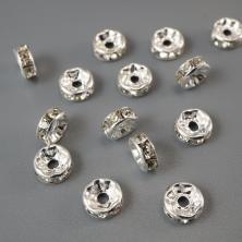 Бусины металл  8*3мм со стразами арт.ИВ-470  (25шт)