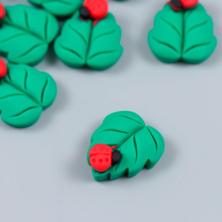 "Божья коровка на листе" 20*15мм арт.7985146 зеленый/красный