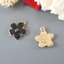 Подвеска "Незабудка" 15*17мм эмаль арт.ИВ-98 черный/золото