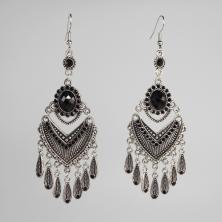 Серьги металл 3*10см арт.ИВ-482 т.серебро/черный