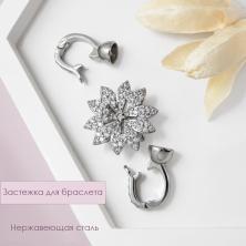 Застежка/стразы "Цветок" 18*18/4мм ИВ-1187 никель (нерж.сталь)