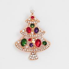 Брошь "Елочка" 45*30мм арт.3443578 золото/микс