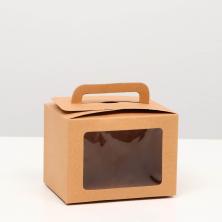 Коробка крафт с окошком и ручкой 10*14*10см арт.7347992