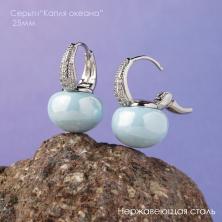 Серьги 25мм под голуб.жемчуг 