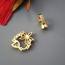 Застежка д/бижутерии "Цветок" 23*18мм металл арт.ИВ-906 сирен./золото  (нерж.сталь)