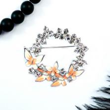 Брошь "Венок" со стразами арт.LS-1215 серебро