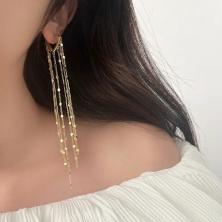 Серьги с цепочкой нержавеющая сталь 15*100мм арт.ИВ-239 золото