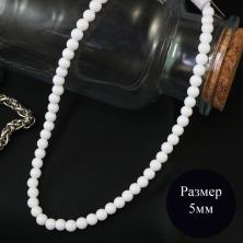 Бусины из натурального камня "Агат" 5мм 38см арт.ФУ-11943 белый (66шт)