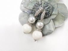 Серьги серебро 925пр. с цирконами и жемчугом арт.ФУ-7302