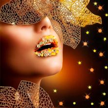 8503 "Блеск твоих губ" Рисунок на ткани "Конек" частичная вышивка 40*40см