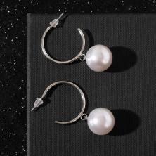 Серьги-кольца d-2,5см с бусиной арт.5438263 серебро