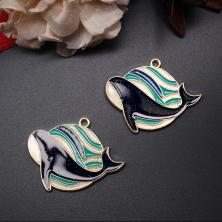 Подвеска "Кит" 31*25мм эмаль арт.ИВ-420 синий микс/золото