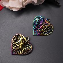 Подвеска "Сердце с бабочкой" 22*22мм арт.ИВ-409 хамелеон