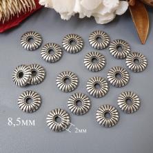 Бусины металл  8,5*2мм арт.8531 ант.серебро (25шт)