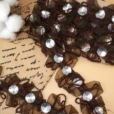 Тесьма с камнями 60мм арт.A-316 коричневый