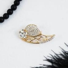 Брошь "Шляпка" со стразами 47*24мм арт.X01-1052