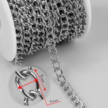 Цепь  7*5*1мм*1м арт.4336946 серебро