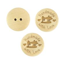 Пуговица дерево "Hand made with love" 25мм 40L арт.691 св.бежевый (6шт)