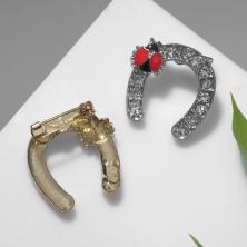 Брошь "Подкова" 20*22мм арт.2521890 золото/серебро