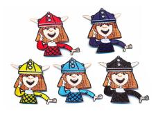 Термоаппликация "Девочка в костюме викинга" 80*70мм арт.4010/2 ассорти