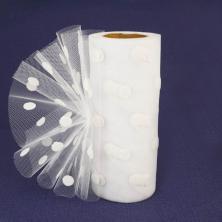 Фатин средней жесткости 15см в горошек арт.SF-3779 белый