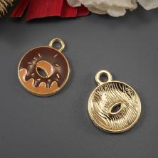 Подвеска "Пончик" 12*18мм эмаль арт.ИВ-377 микс/золото