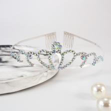 Диадема со стразами АВ 30мм арт.ФУ-11870 серебро