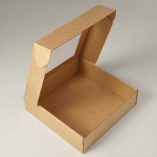Коробка крафт с окошком 22*22*6м крафт арт.486