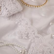 Кружево свадебное 105мм с пайетками и бусинами арт.Y-31090-2