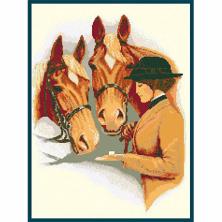 ДК-284 "Жокей с лошадьми" Схема для вышивания "Домашняя коллекция" А3 170*230кл