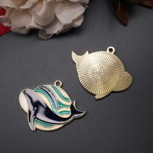 Подвеска "Кит" 31*25мм эмаль арт.ИВ-420 синий микс/золото