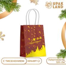 Пакет крафт "На встречу Новому Году" 16*12*6,0см арт.10576074