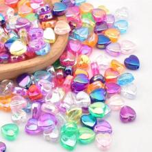 Бусины акрил "Сердечко" 8*9*4,5мм арт.ИВ-237 прозрачный ассорти/перламутр (50шт)