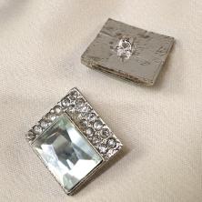 Пуговица со стразами 20мм арт.CHB-0060 серебро