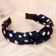 Ободок пластик/текстиль 30мм "Кокетка" горох арт.5144517 синий